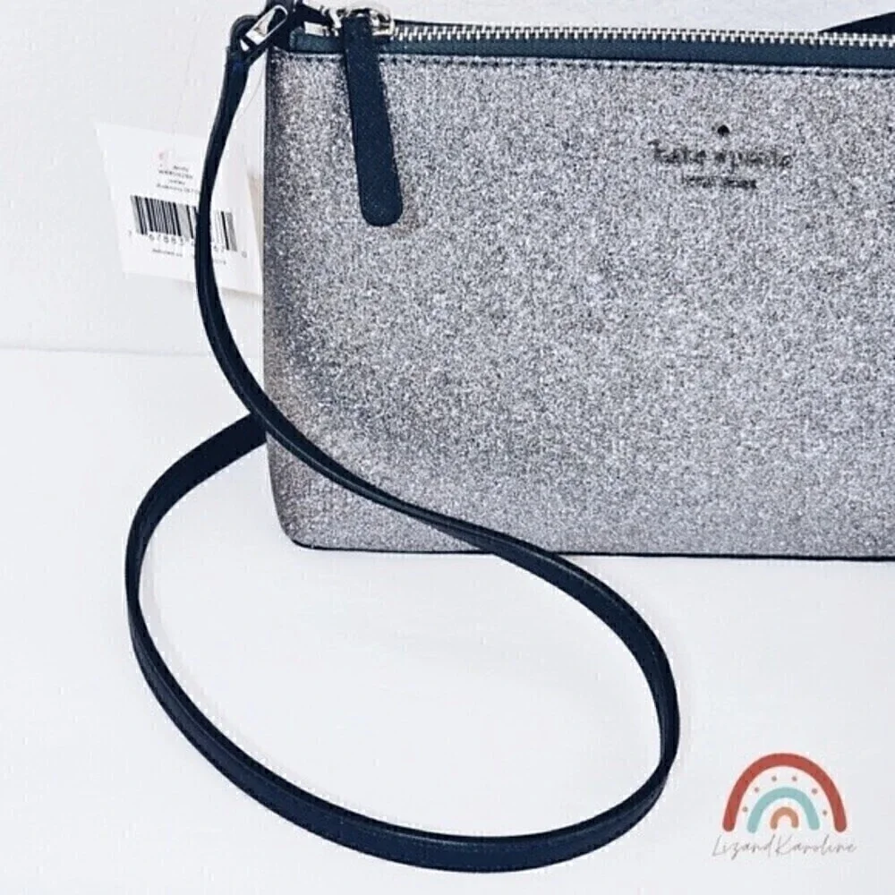 New! Kate Spade Joeley Glitter Crossbody Dusk Navy Evening Bag